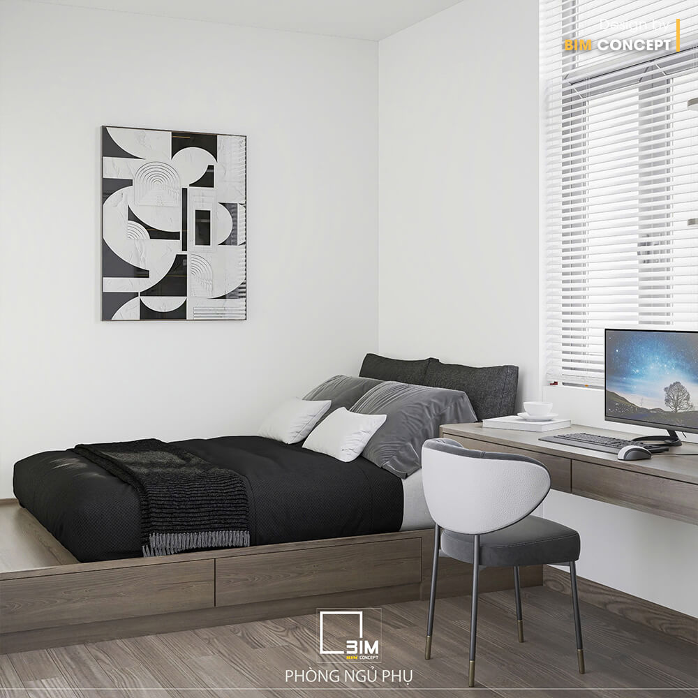 Giường bệt hiện đại cùng tông đen cá tính