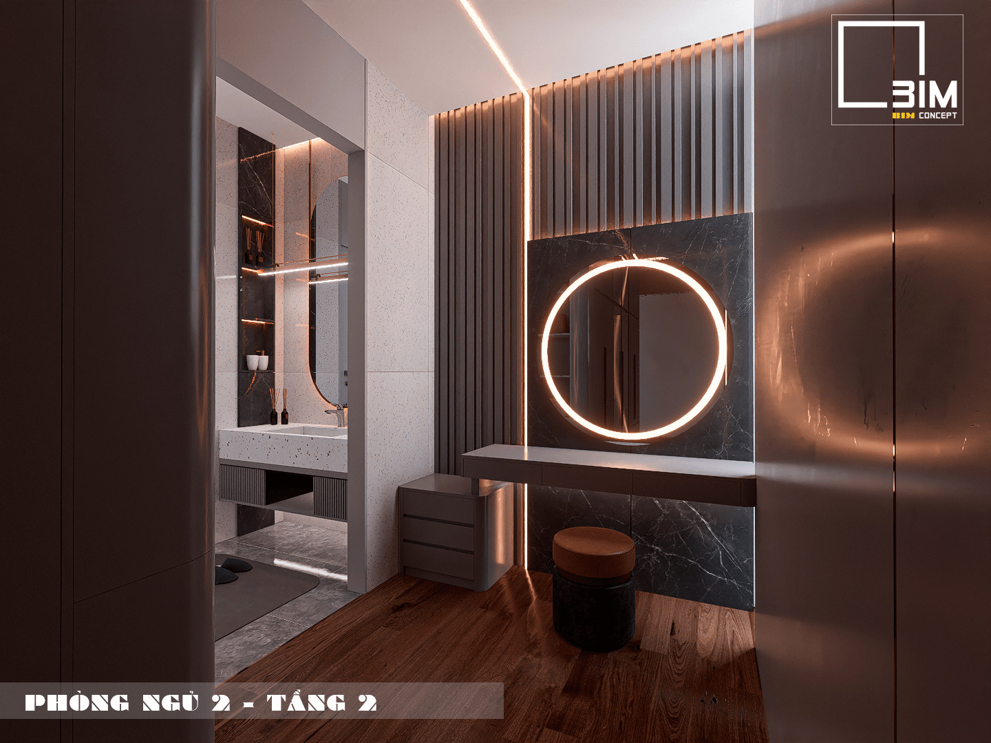 Bàn trang điểm gắn led sang trọng