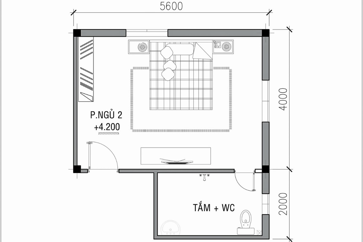 Cách bố trí phòng ngủ 12m2 phổ biến