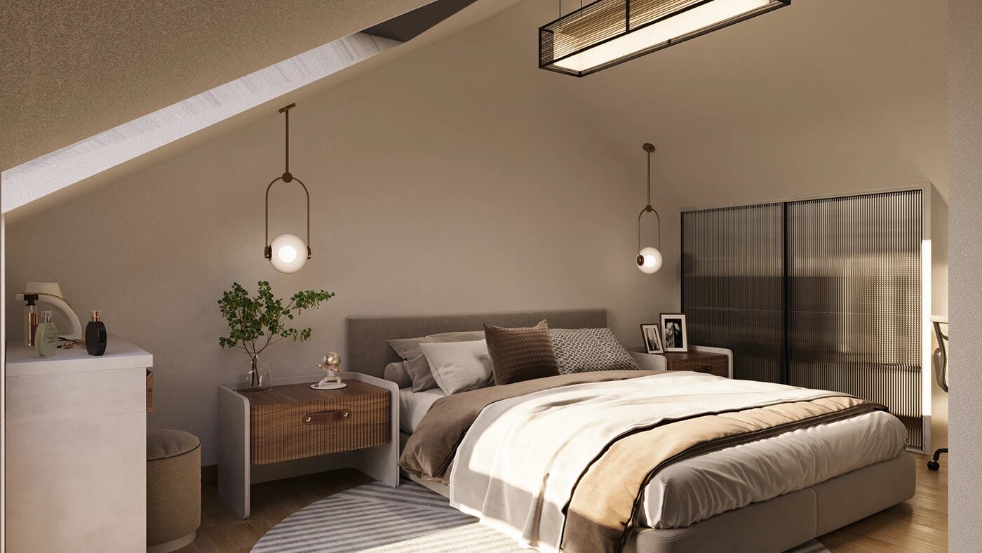 Thiết kế phòng ngủ 12m2 hiện đại trẻ trung