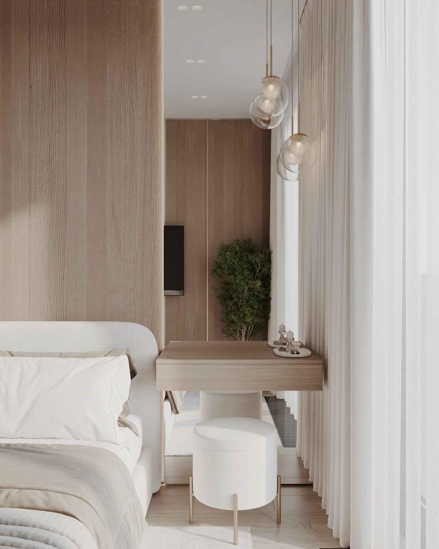 Bố trí thêm bàn trang điểm nhỏ bên cạnh giường ngủ