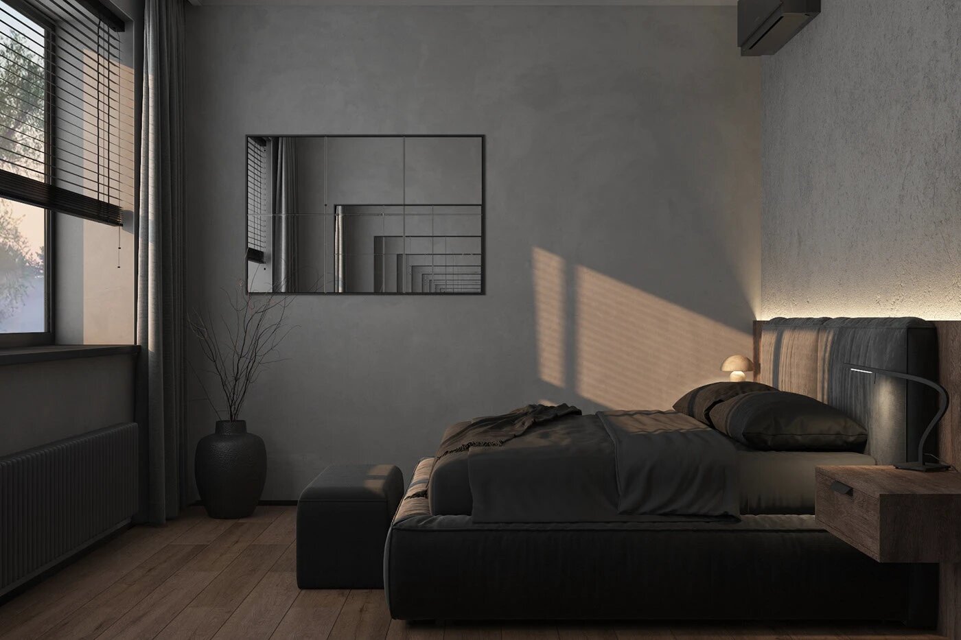 Tối giản nội thất giúp phòng ngủ 12m2 trở nên hiện đại hơn