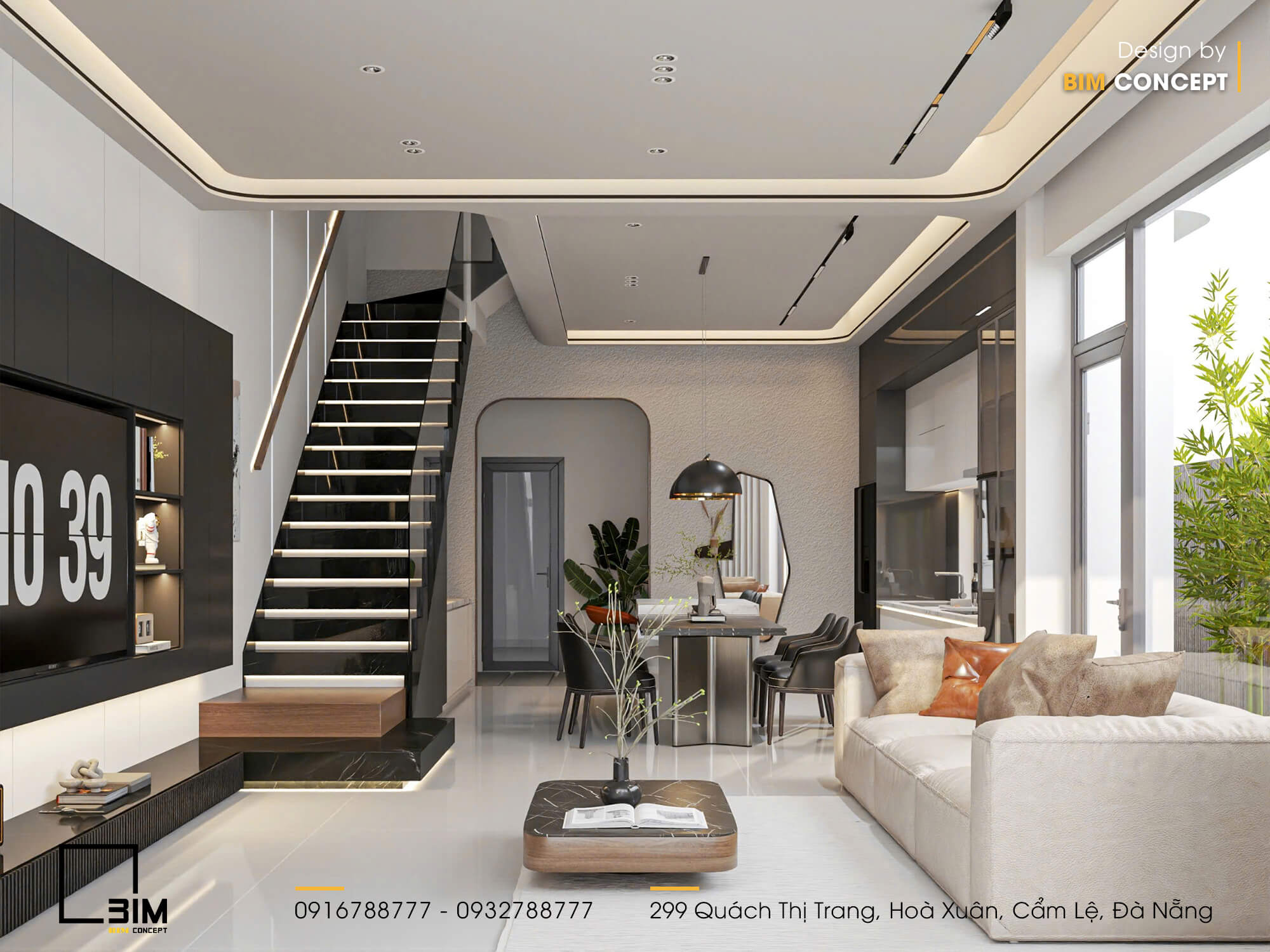 Cầu thang chuẩn phong thủy dẫn khí hài hòa cho toàn ngôi nhà.