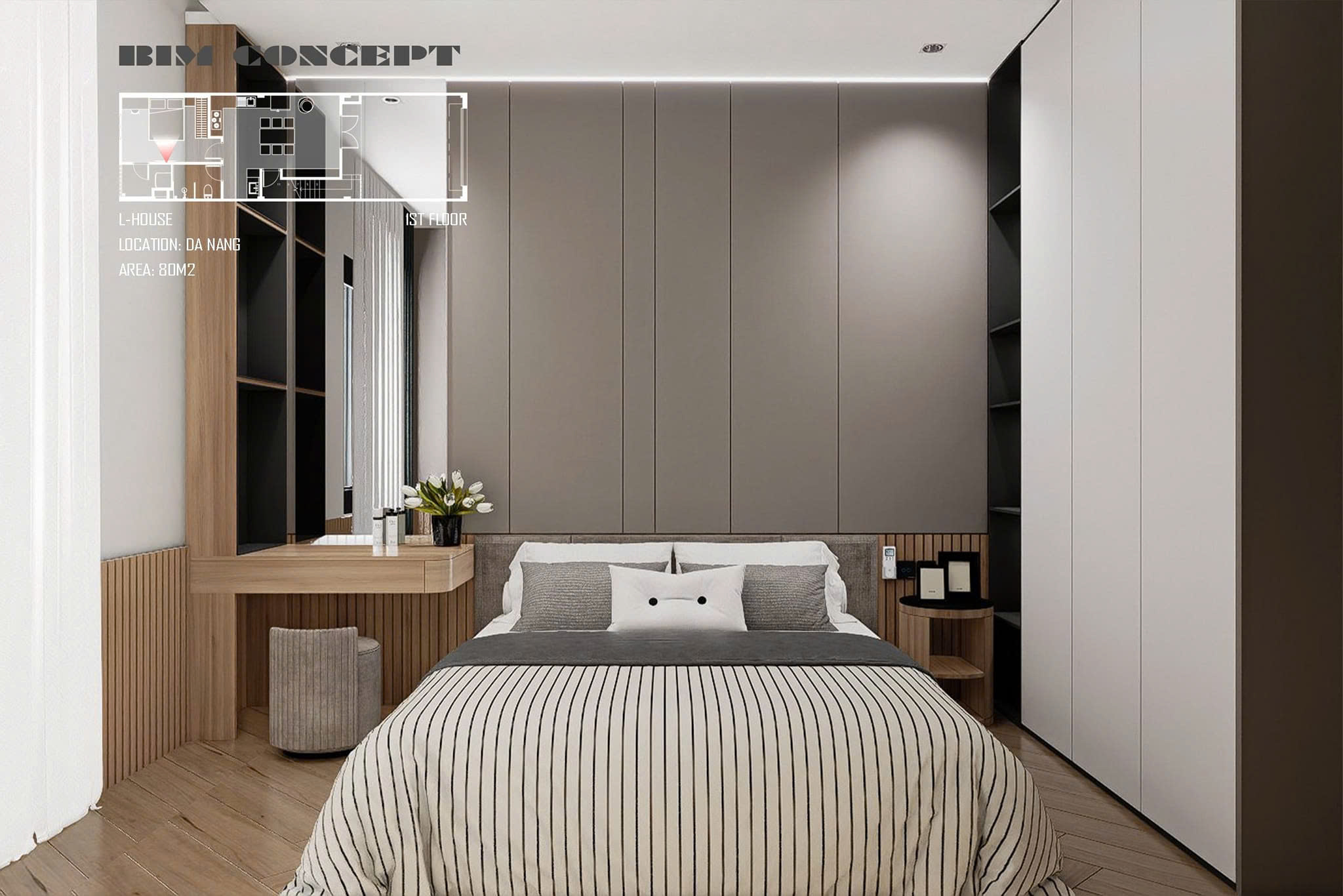Decor phòng ngủ vợ chồng hiện đại, tiện nghi