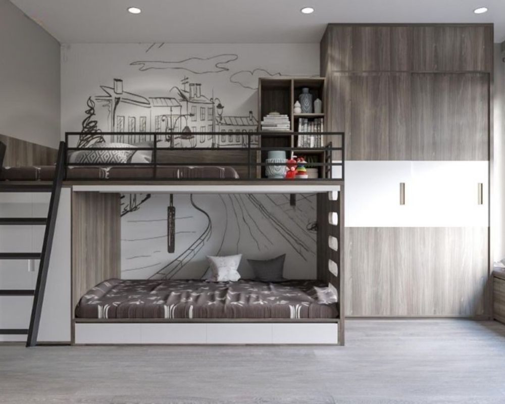 Giường tầng đôi cho phòng ngủ nhỏ dành cho người lớn