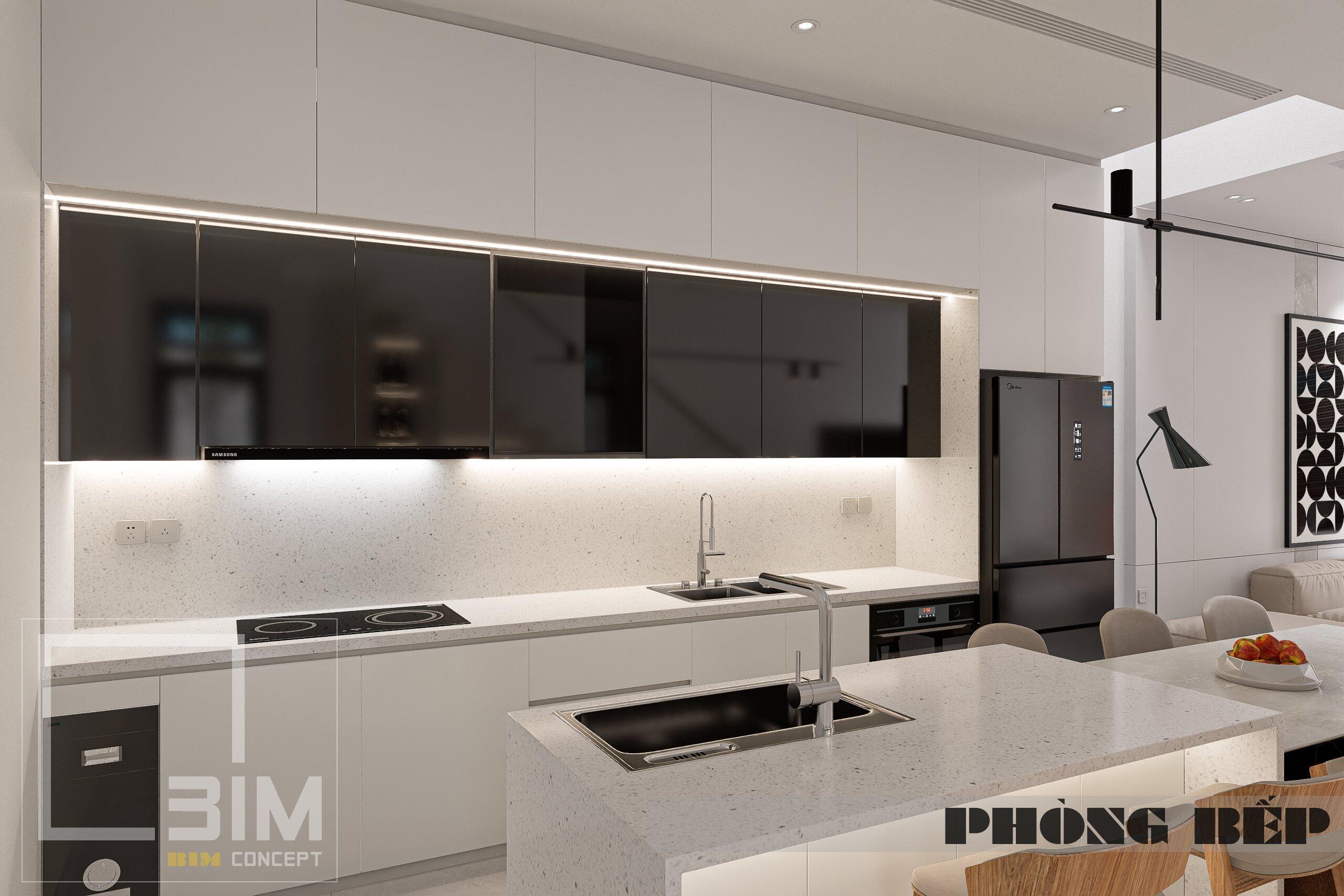 Hệ tủ bếp hiện đại trong nội thất nhà phố