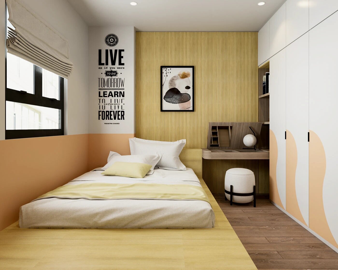 Mẫu decor phòng ngủ 9m2 phong cách tối giản