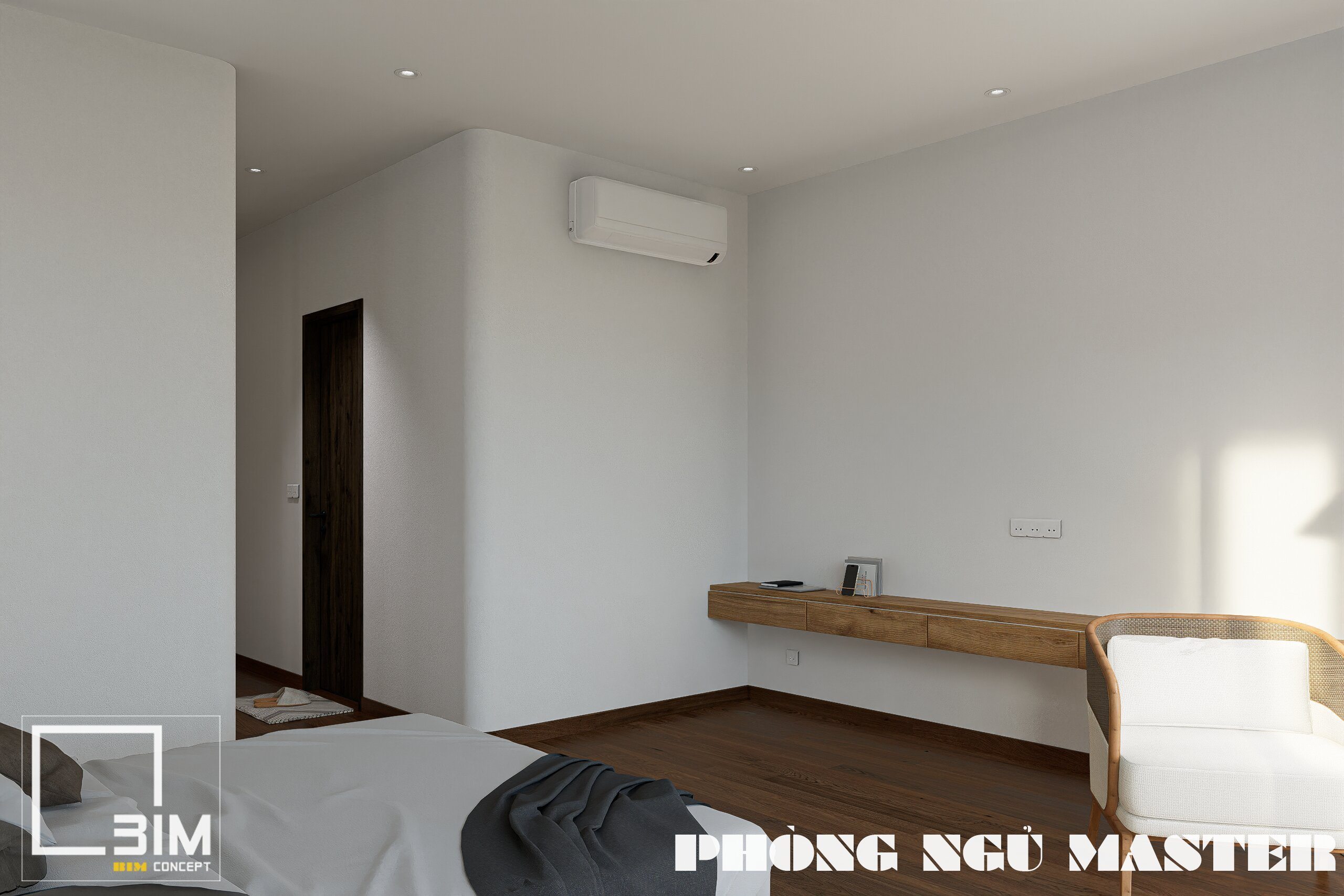 Sử dụng chất liệu gỗ công nghiệp bền đẹp cho phòng ngủ master