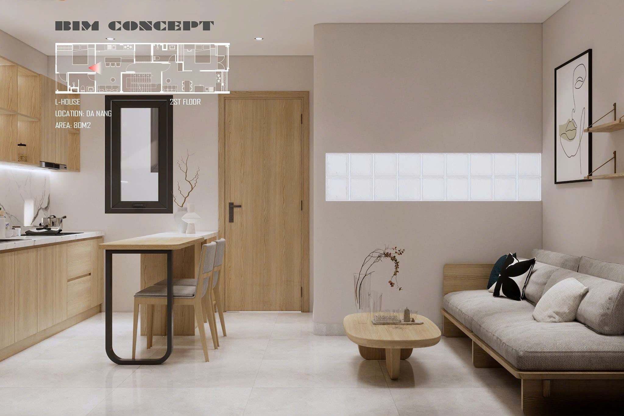 Phòng khách sang trọng với sofa lớn tạo sự ấm cúng