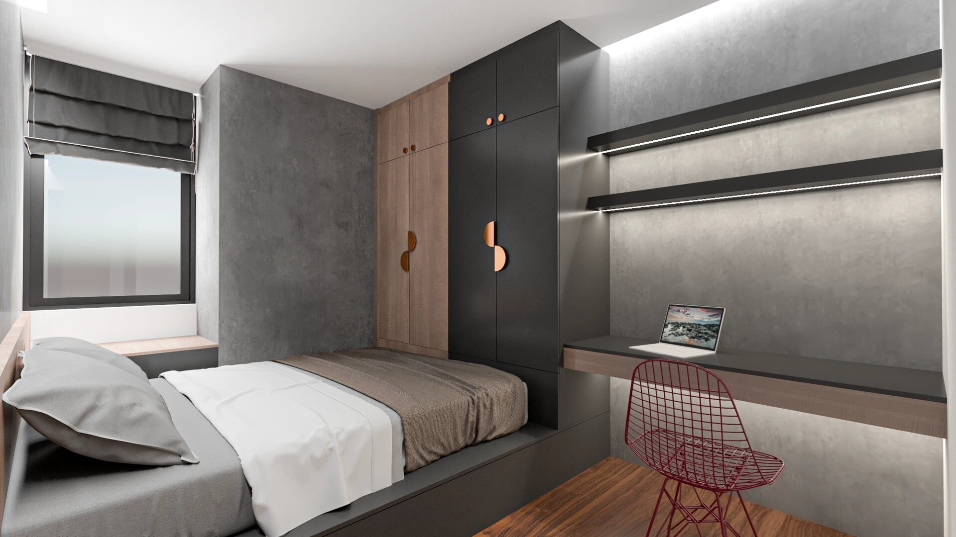 Thiết kế phòng ngủ 4m2 kết hợp giường và tủ kéoThiết kế phòng ngủ 4m2 kết hợp giường và tủ kéo