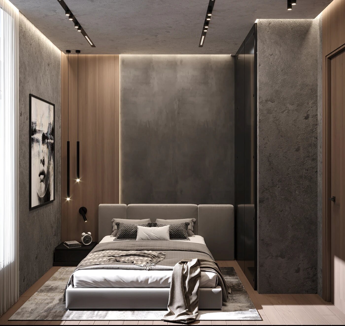 Thiết kế phòng ngủ 4m2 có tủ âm tường nhỏ gọn
