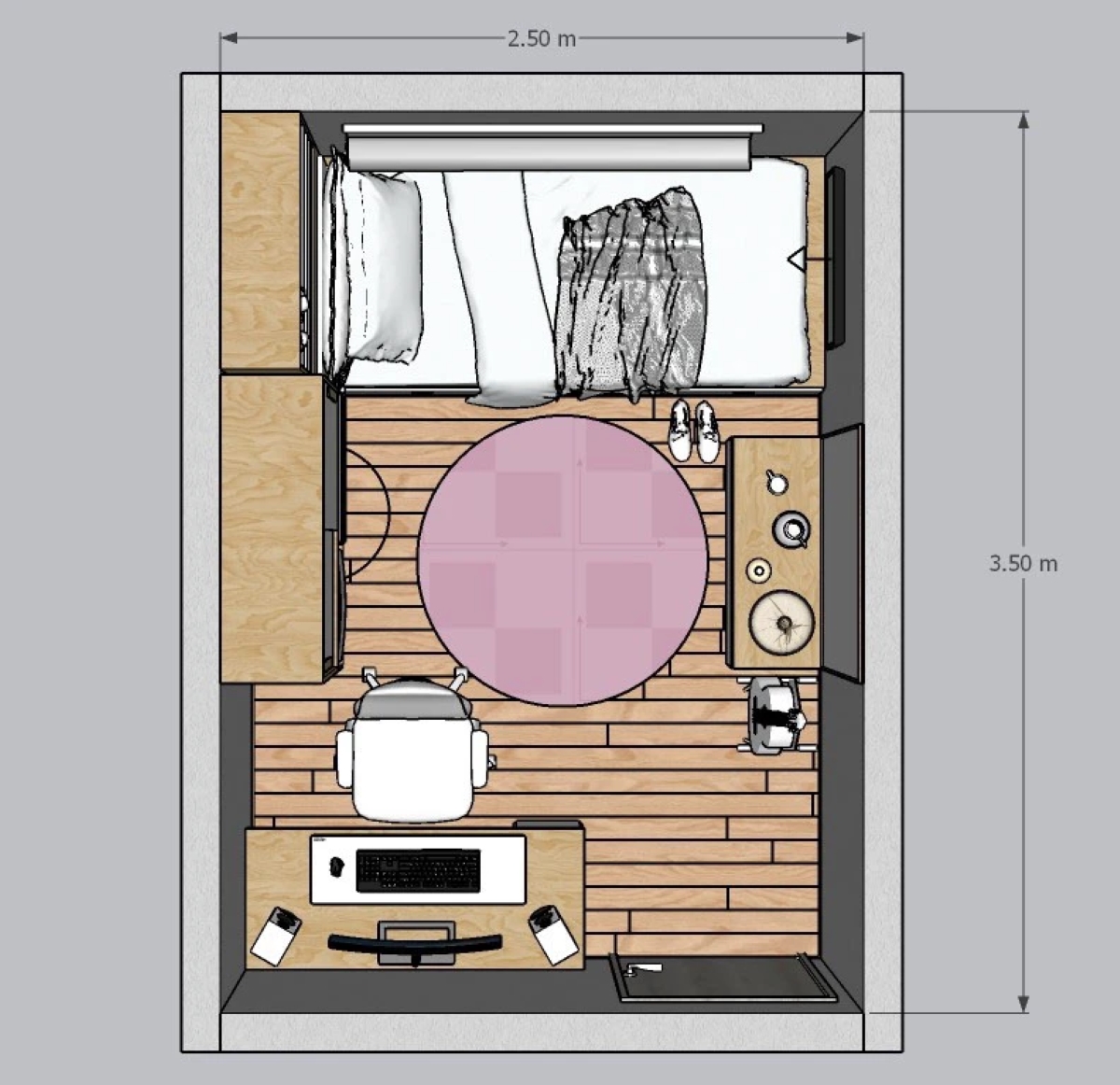 Phòng ngủ 4m2 tận dụng tối đa mọi khoảng trống