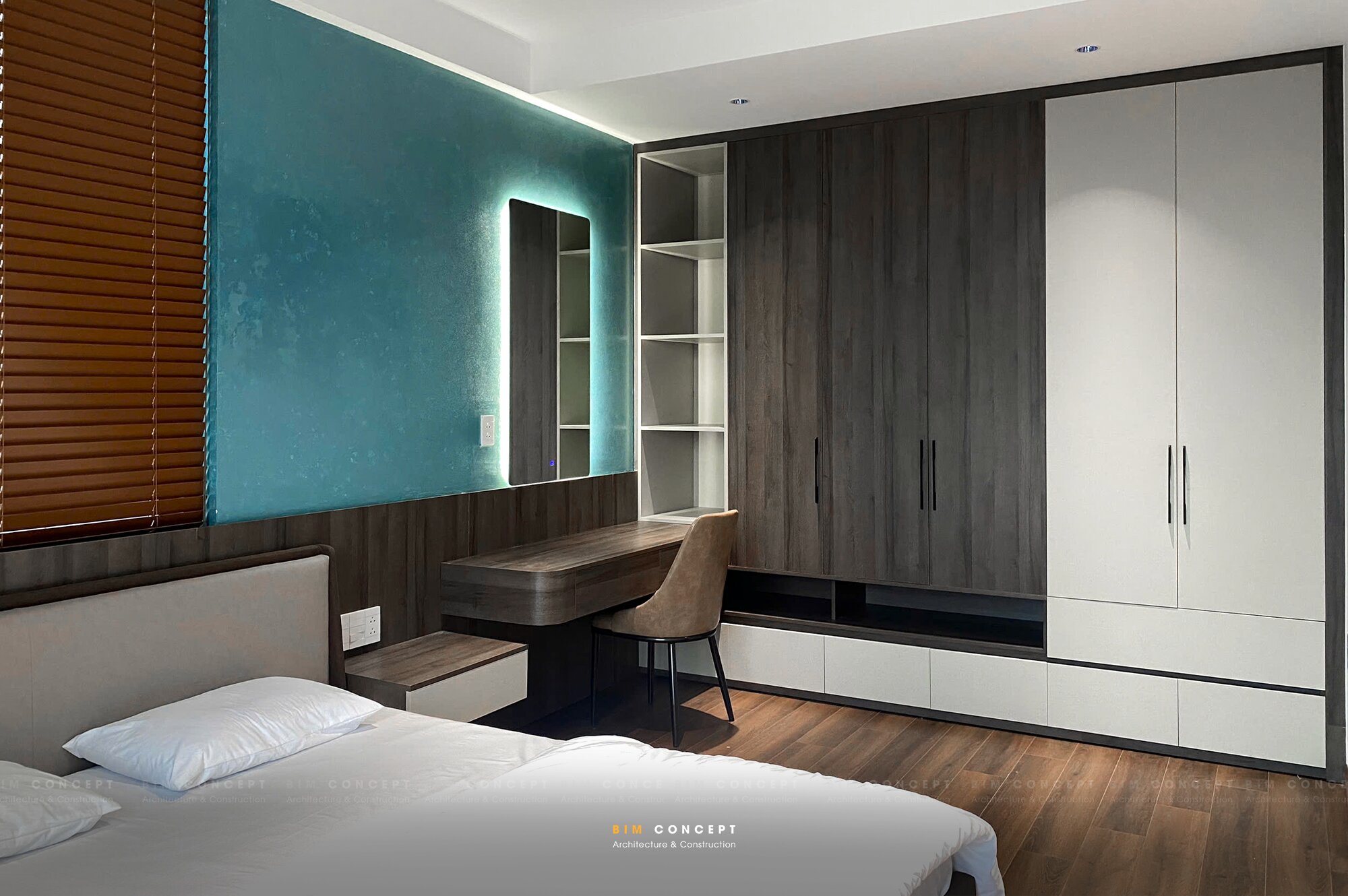 Phòng ngủ hiện đại tối ưu không gian với nội thất đa năng