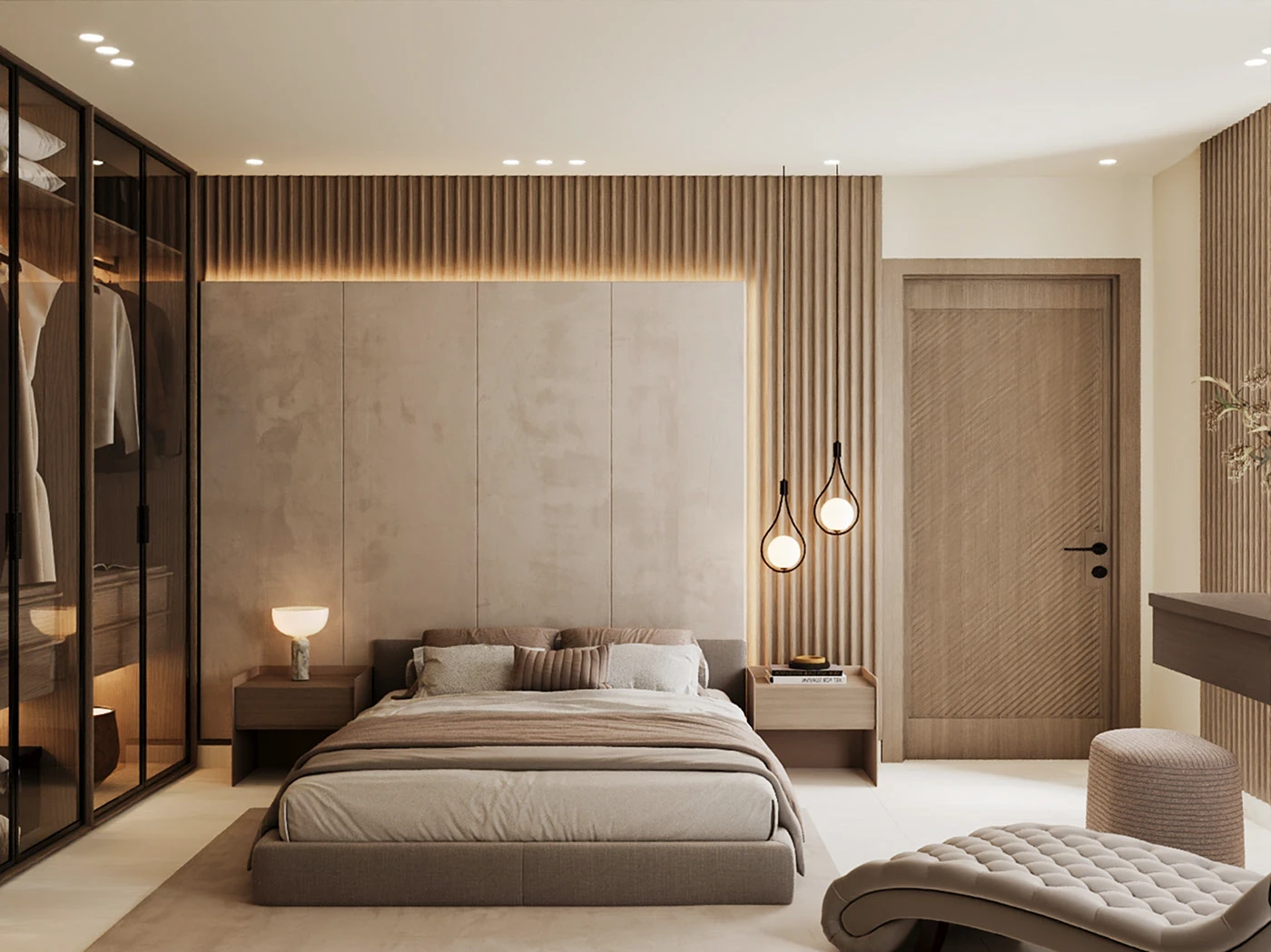 Phòng ngủ sử dụng đèn decor tinh tế, hiện đại