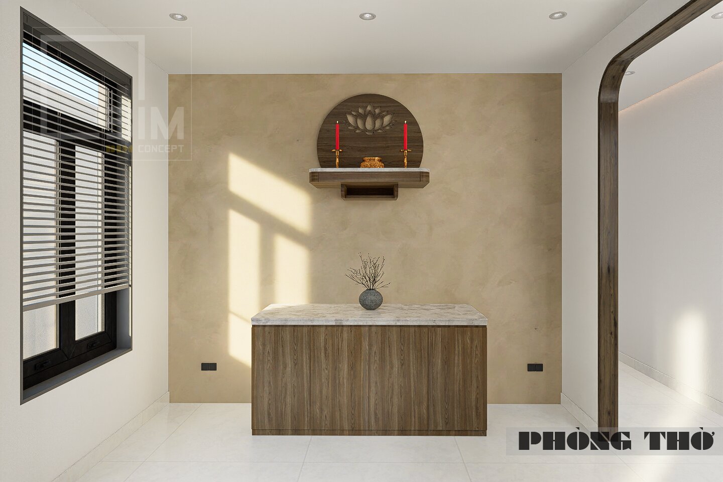 Phòng thờ trang nghiêm trong thiết kế nội thất nhà phố