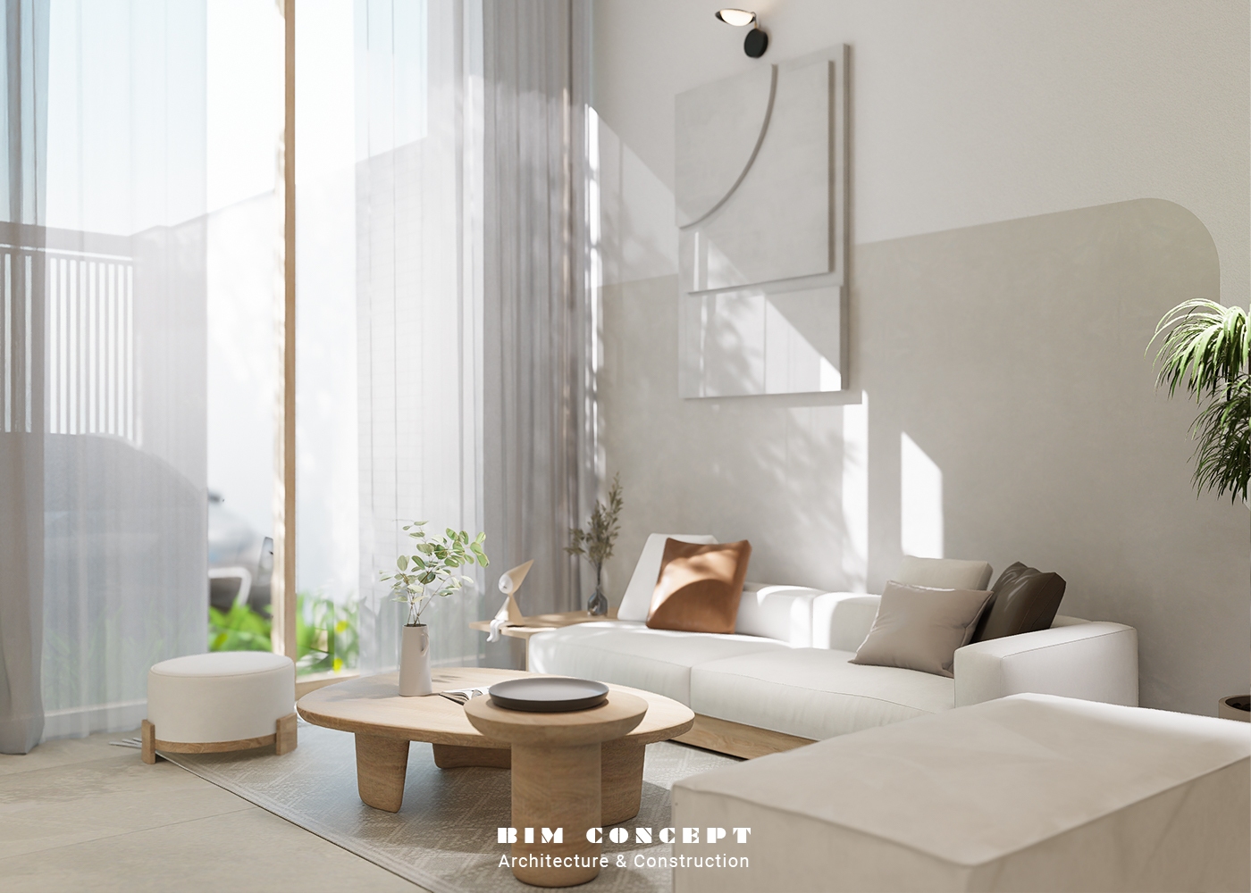 Sofa hiện đại không gian mở sang trọng.