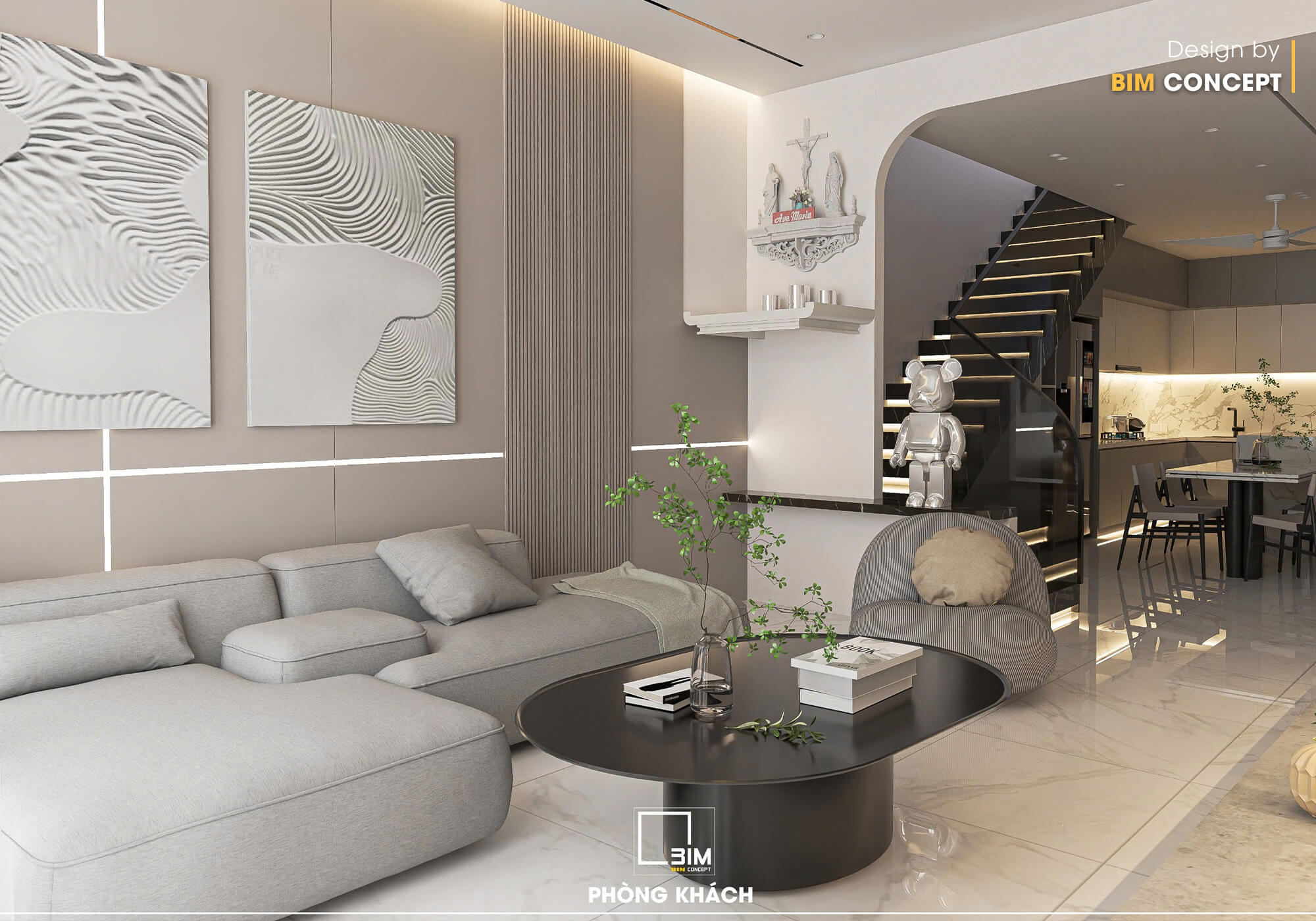 Sofa hiện đại với không gian mở sang trọng