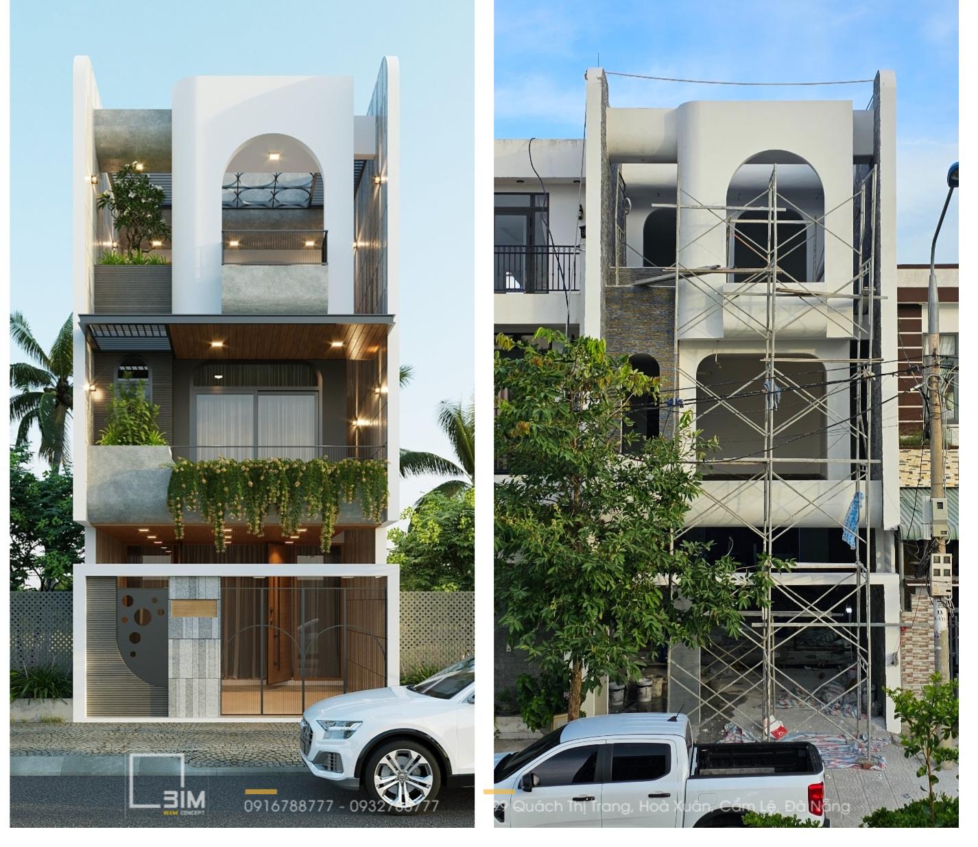 Thi công xây dựng nhà phố 3 tầng tum hiện đại