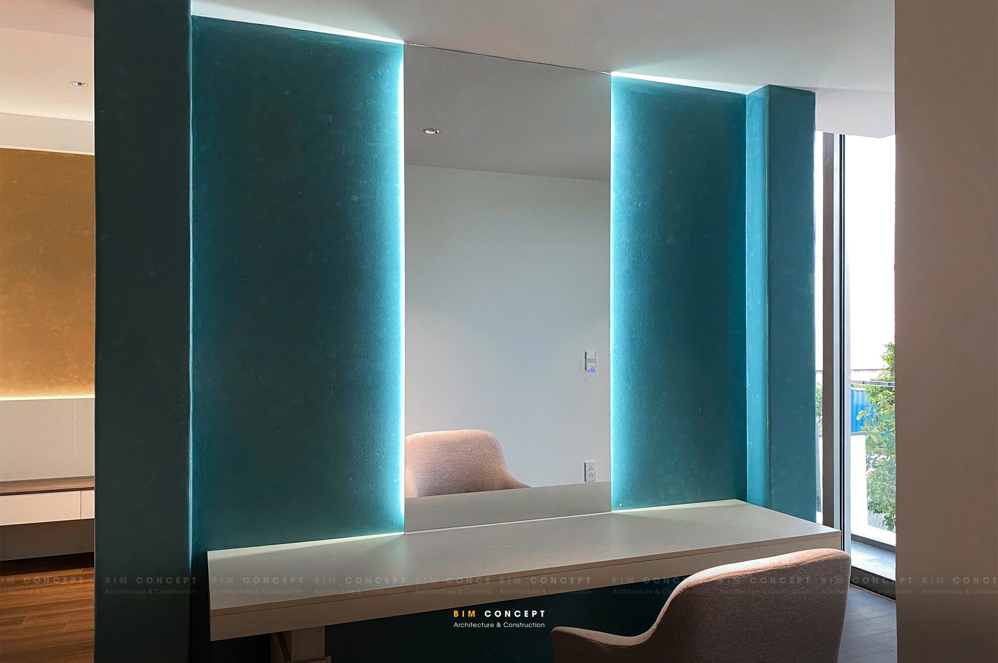 Thiết kế bàn trang điểm gắn led rực rỡ