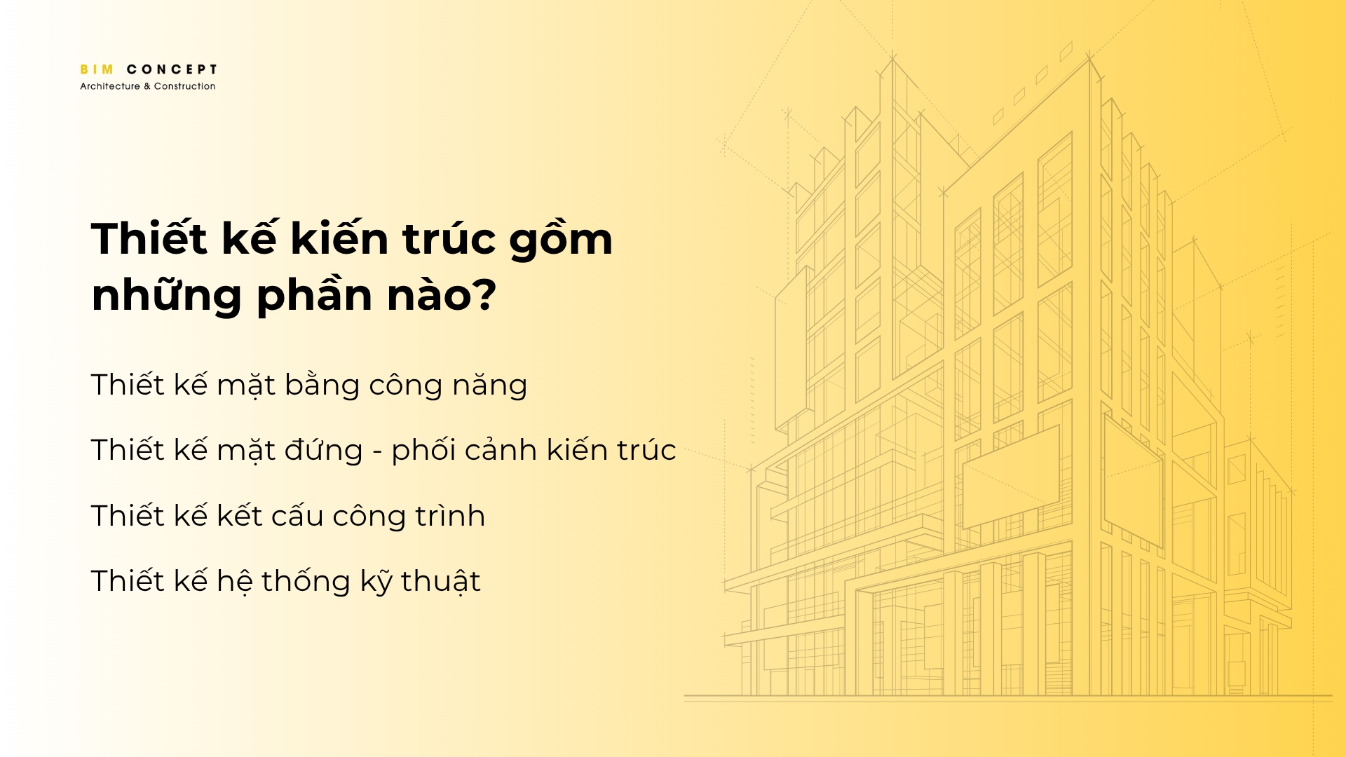 Thiết kế kiến trúc bao gồm những phần nào?