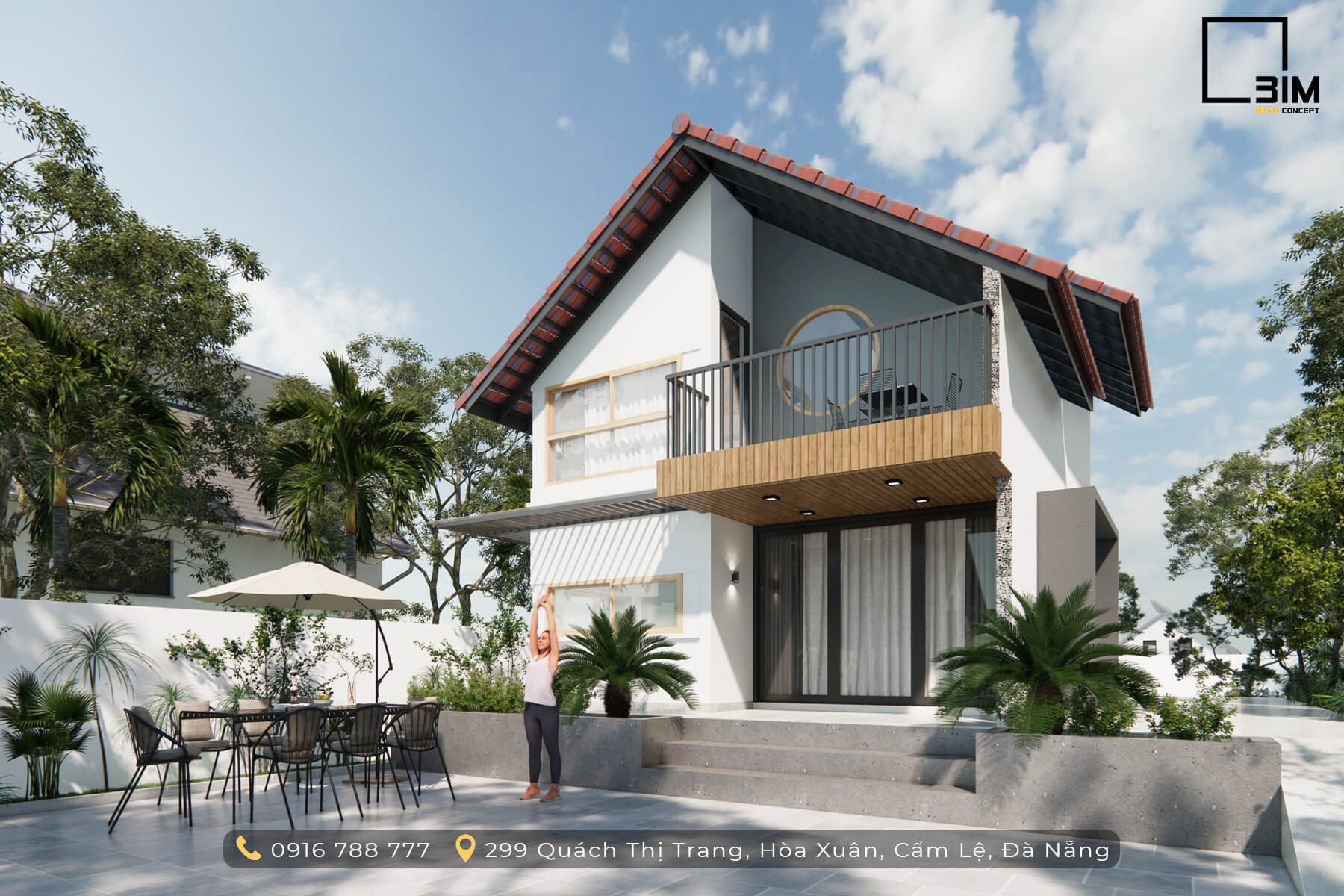 Thiết kế kiến trúc mái dốc kết hợp hiện đại