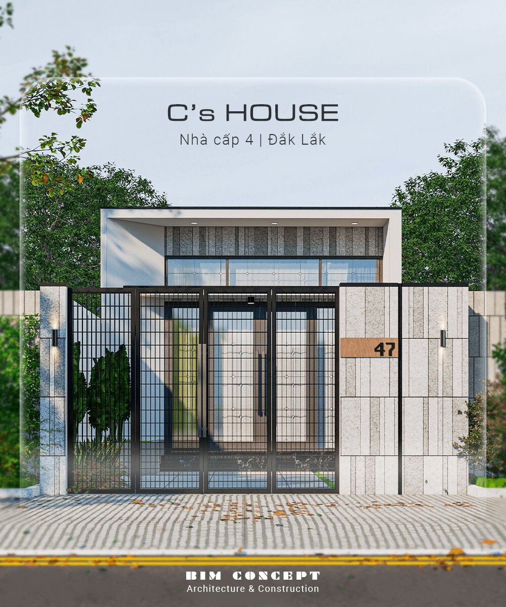 Thiết kế kiến trúc nhà cấp 4 mái bằng hiện đại