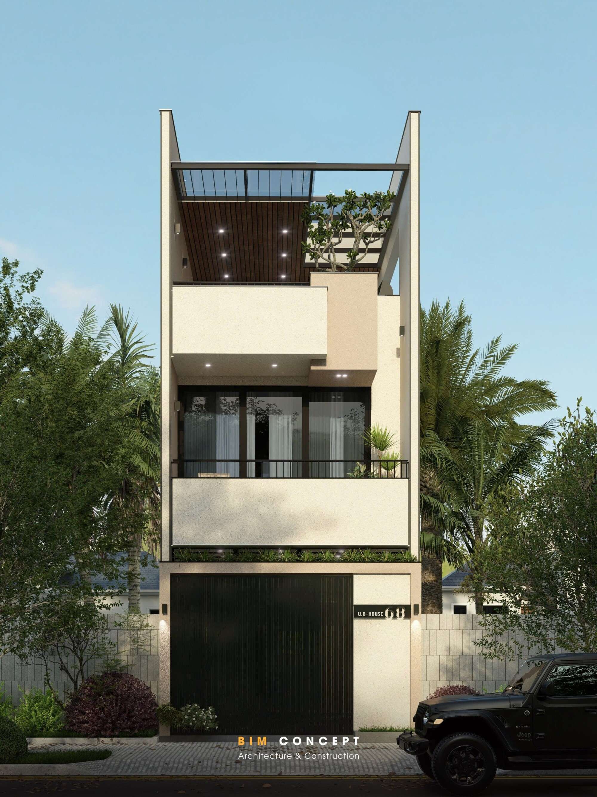 Thiết kế kiến trúc nhà phố 3 tầng hiện đại