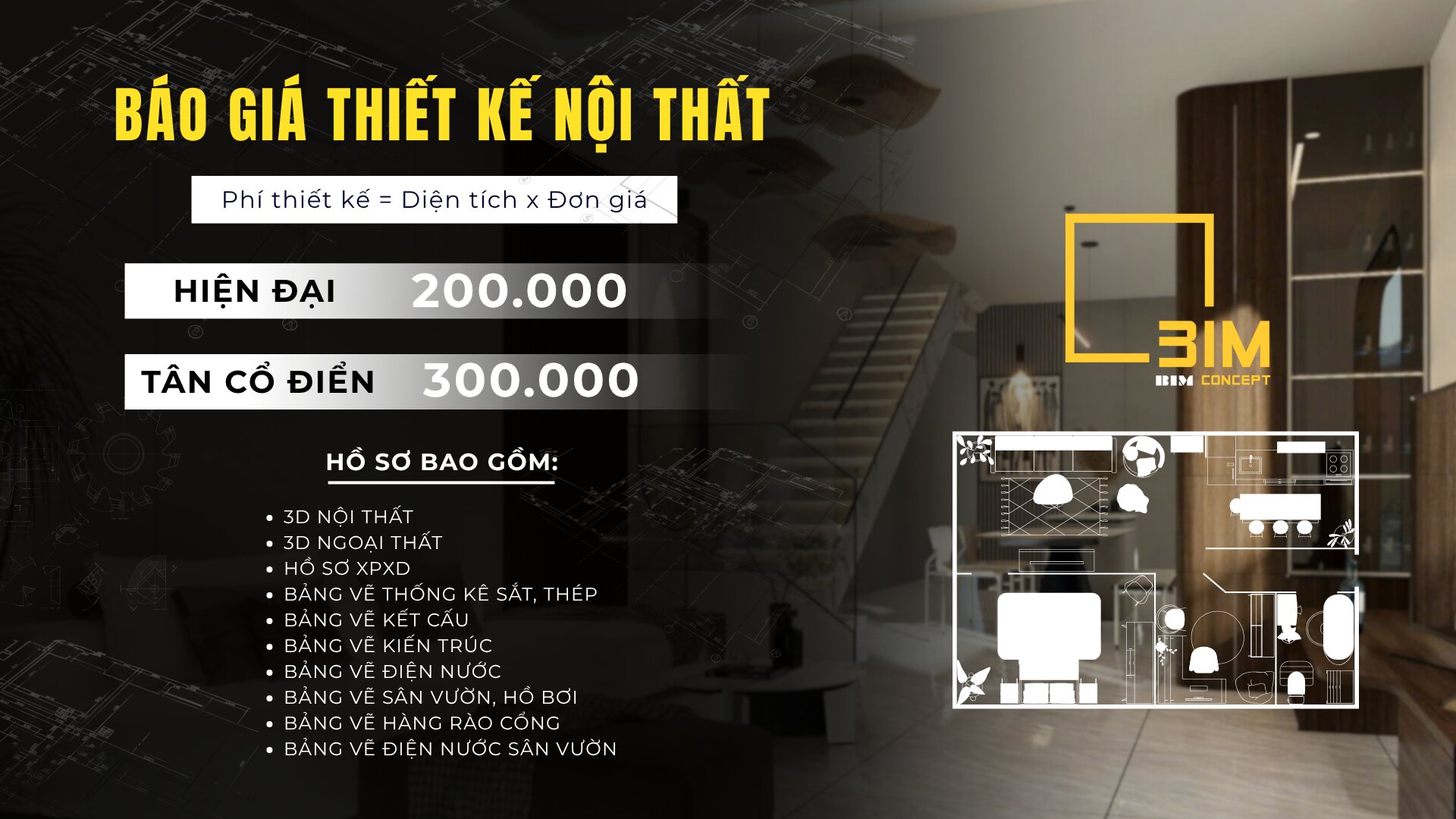 Báo giá thiết kế nội thất tại Bim Concept