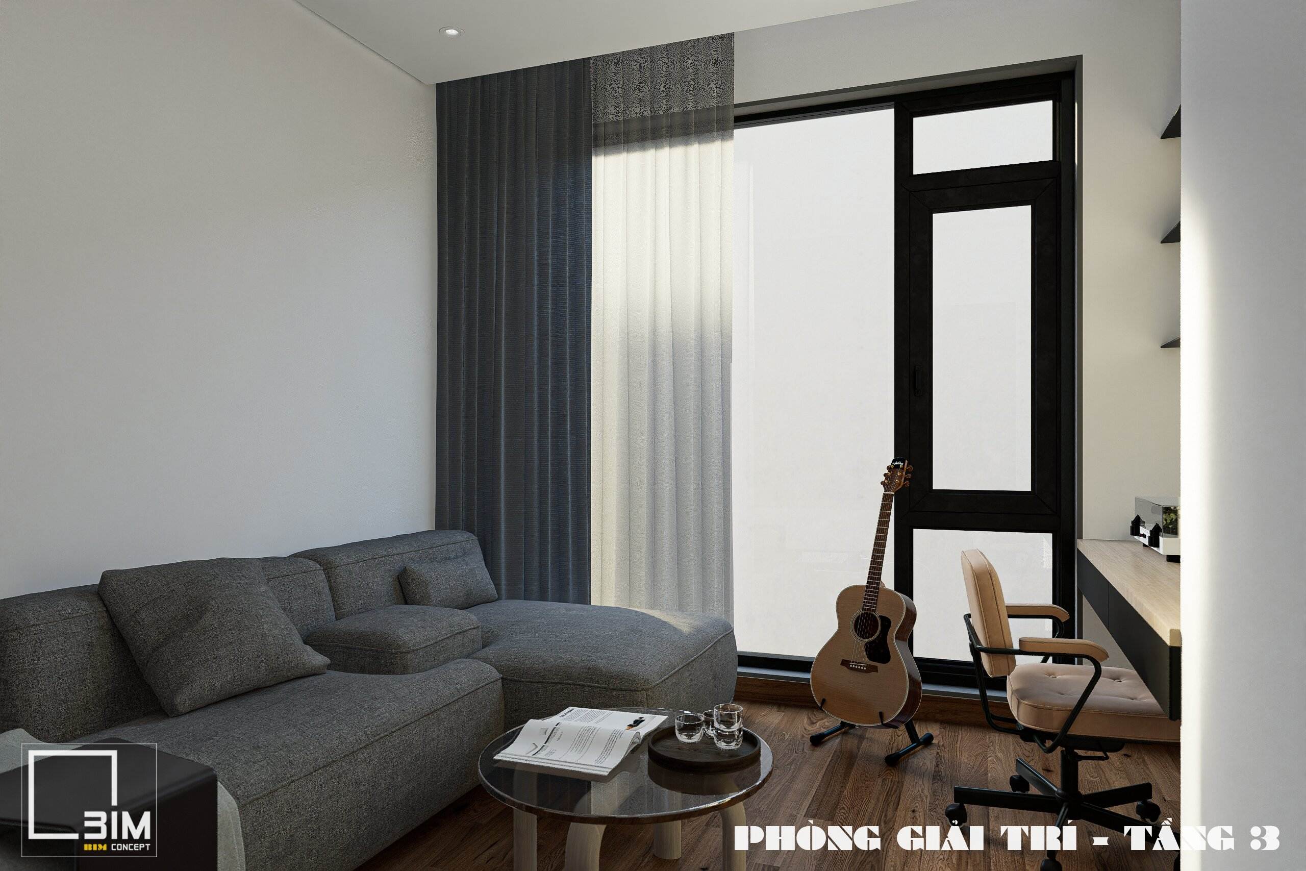 Thiết kế nội thất nhà phố 3 tầng hiện đại có phòng giải trí tiện nghi