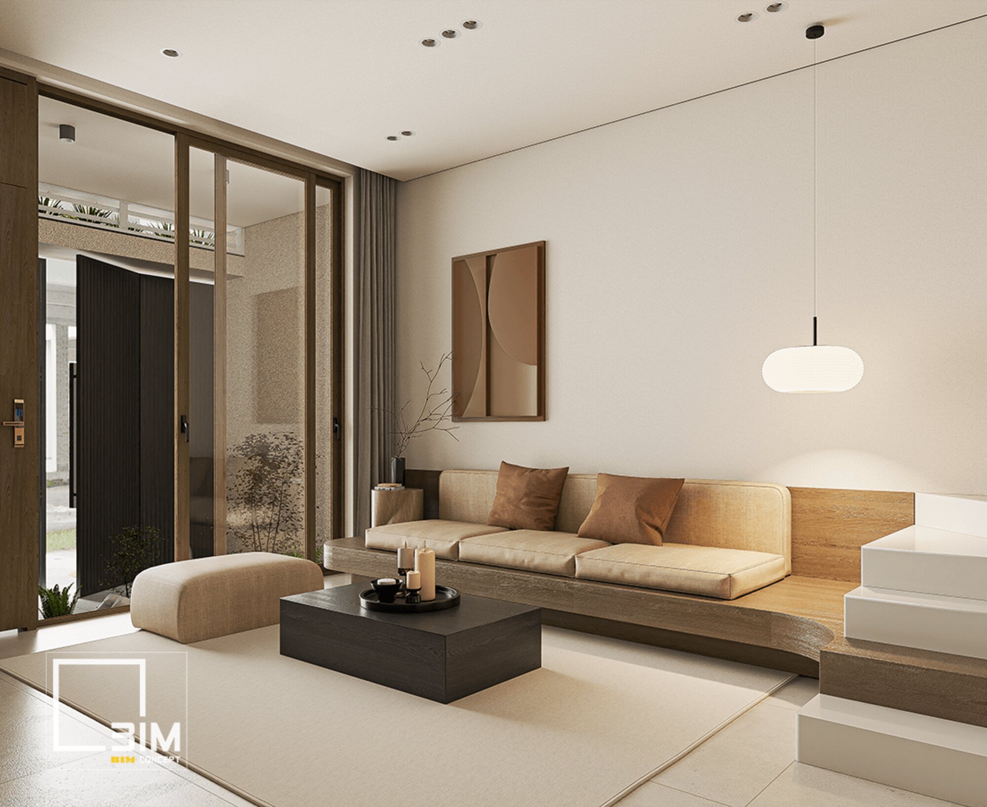 Thiết kế nội thất nhà phố 3 tầng hiện đại với tone màu ấm