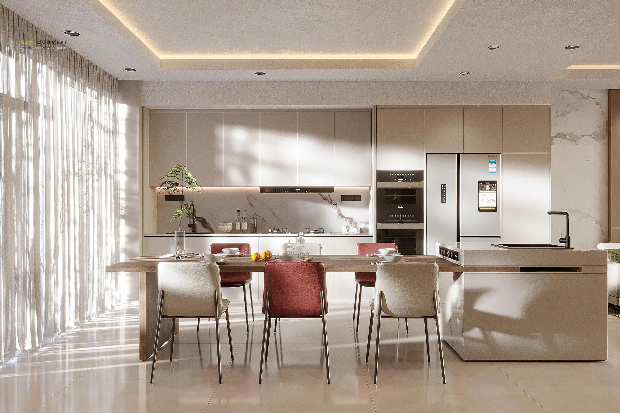 Thiết kế nội thất phòng bếp hiện đại tiện nghi và sang trọng