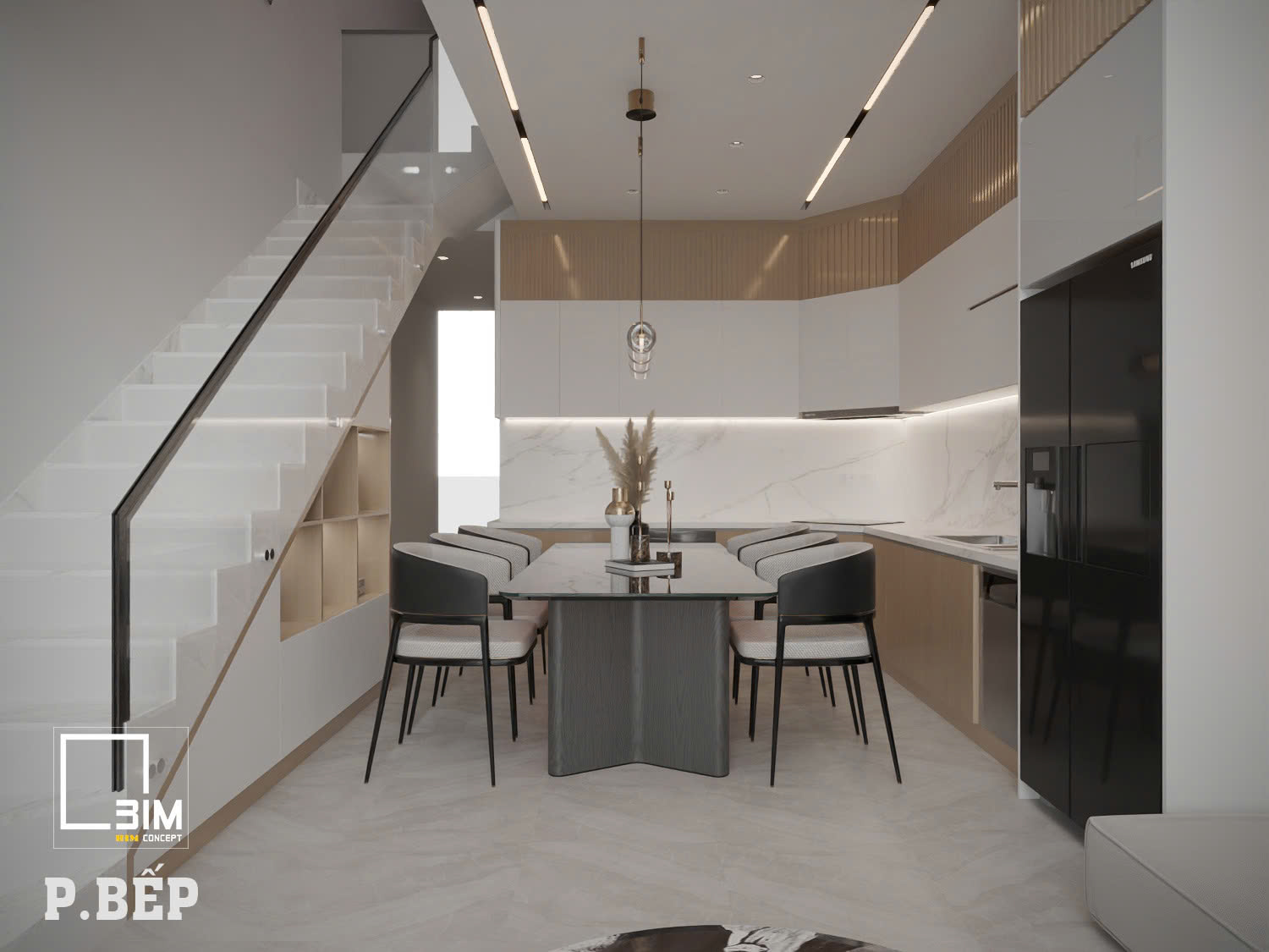 Thiết kế nội thất phòng bếp hiện đại tiện nghi