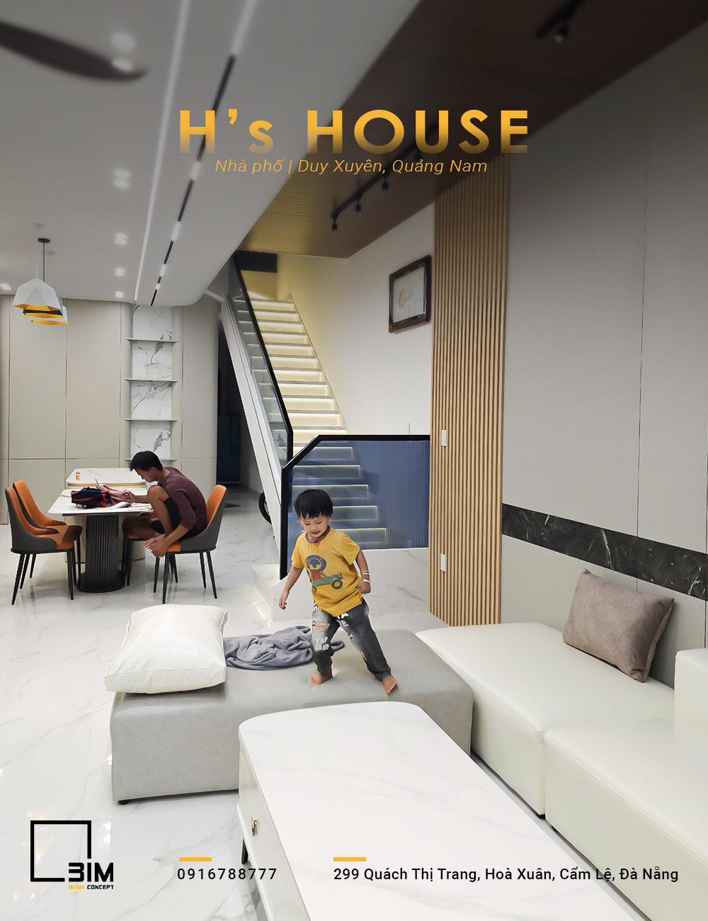 Thi công nội thất nhà phố 2 tầng, không gian mở.