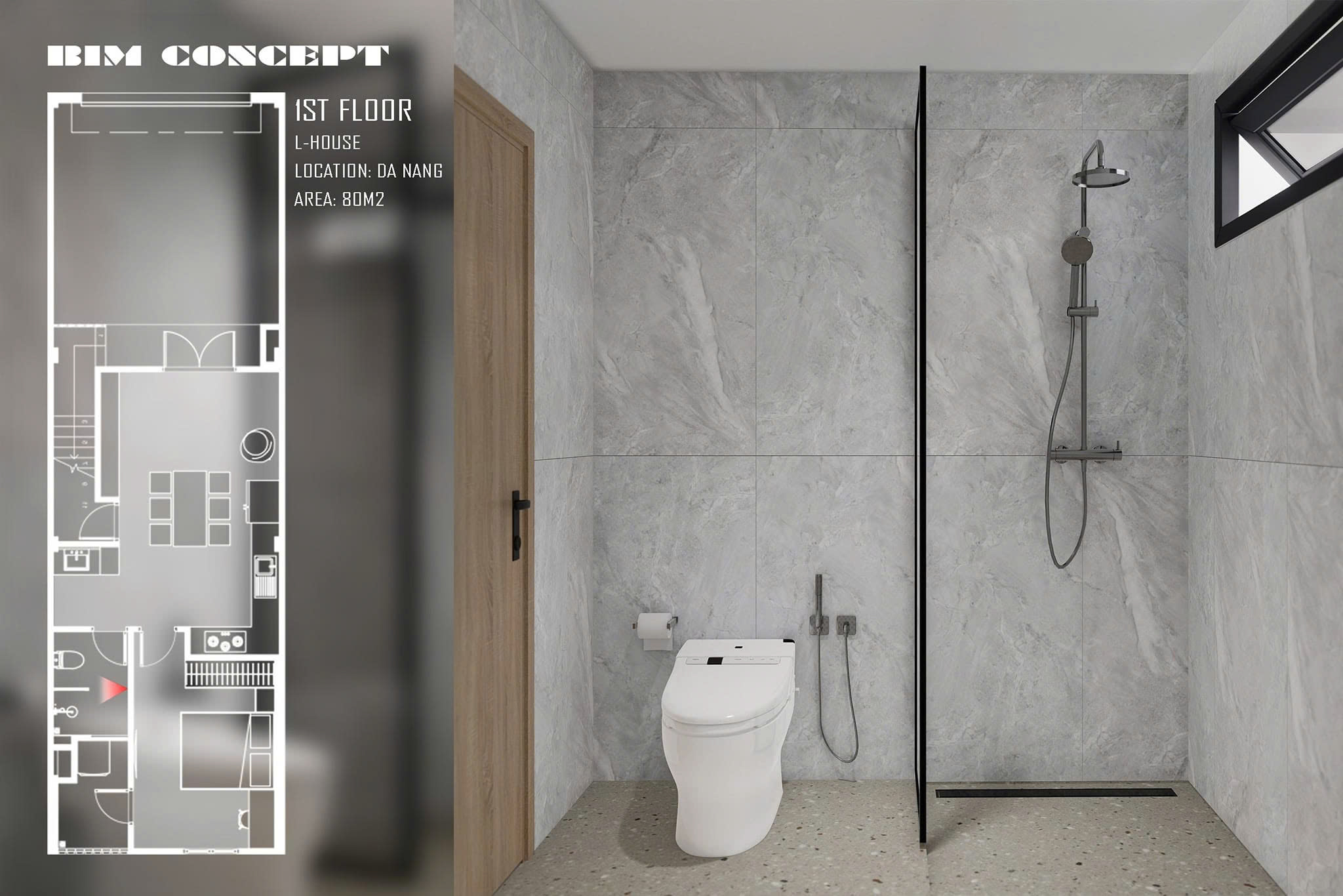 Thiết kế WC tối giản mang lại cảm giác thông thoáng
