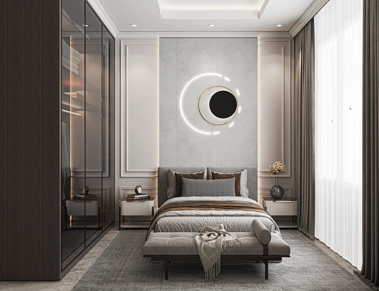 Không gian nữ tính với trần thạch cao giật cấp