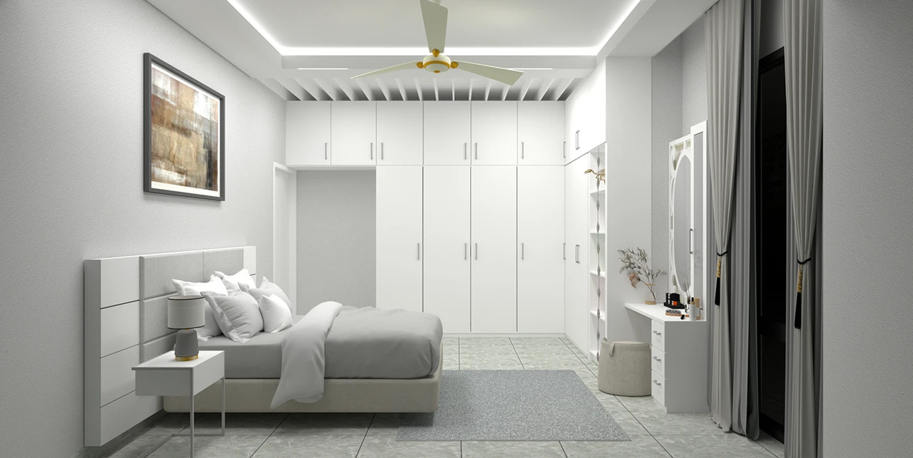 Gam màu xám phối hợp trần thạch cao mạnh mẽ
