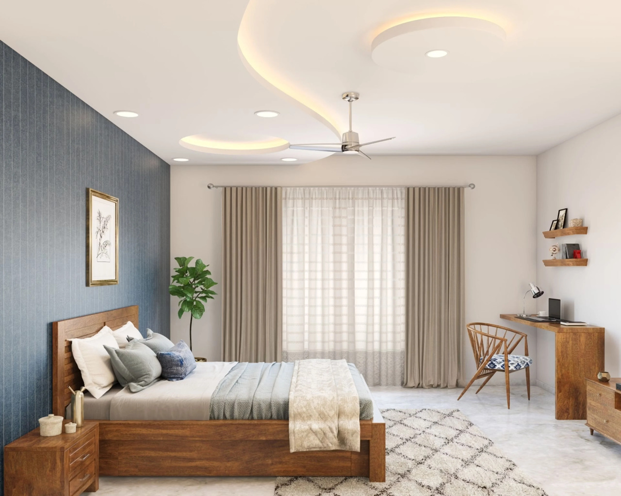 Trần thạch cao phòng ngủ nhỏ 10m2 hiện đại, tinh giản đường nét