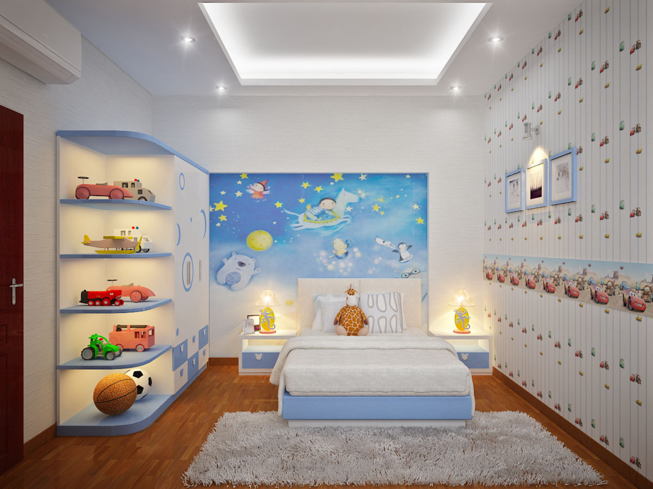 Ý tưởng trần thạch cao phòng ngủ nhỏ 10m2 phong cách tối giản