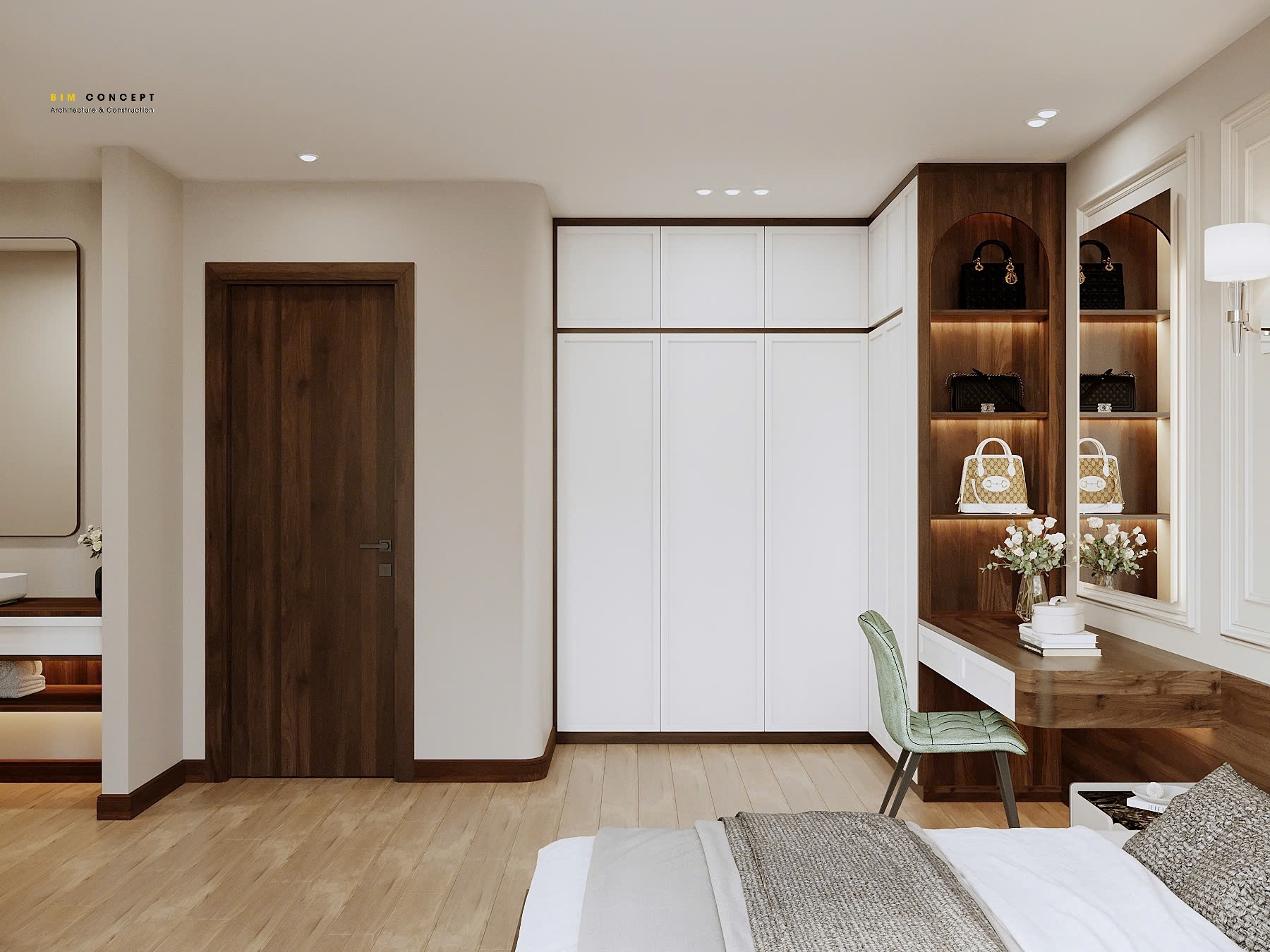 Tủ quần áo chữ L melamine bền đẹp