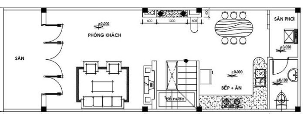 Bản vẽ nhà cấp 4 gác lửng hiện đại tầng 1 