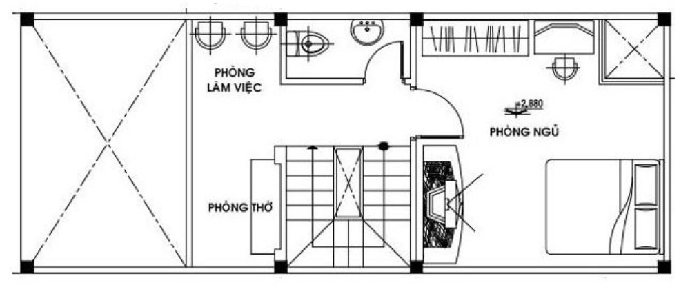 Bản vẽ nhà cấp 4 có gác lửng hiện đại
