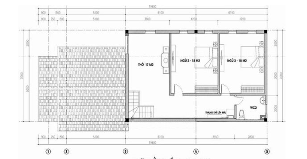 Bản vẽ nhà cấp 4 có gác lững tiện nghi