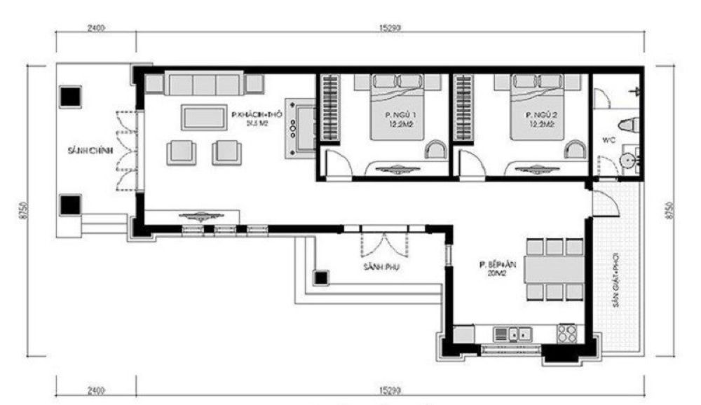 Bản vẽ nhà cấp 4 mái bằng 300 triệu