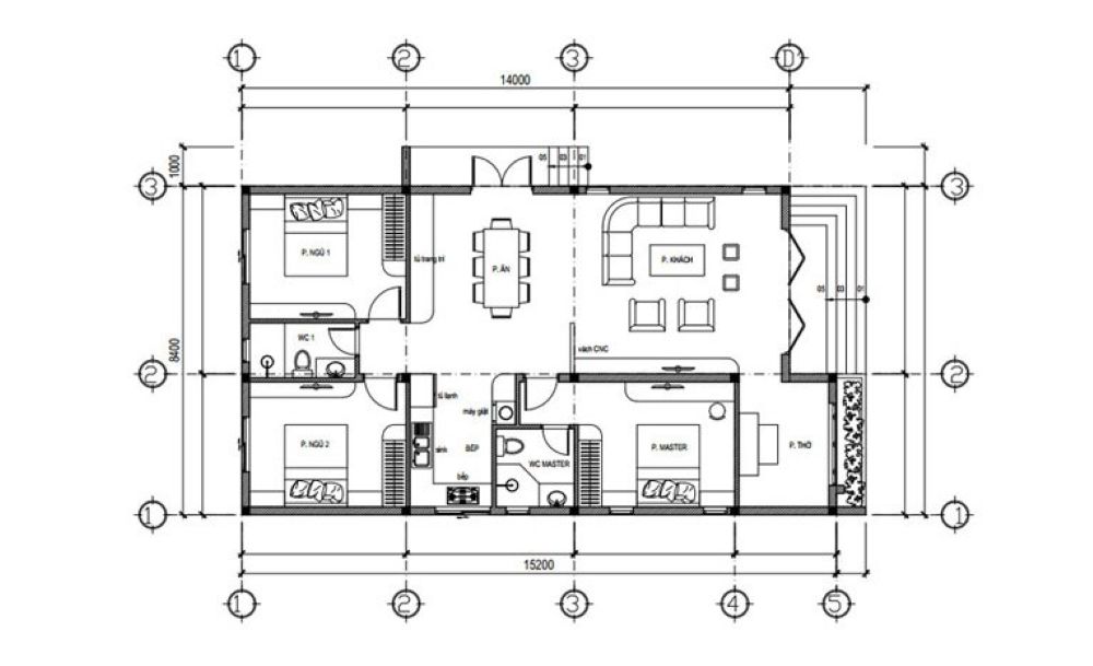 Bản vẽ nhà cấp 4 mái bằng hiện đại