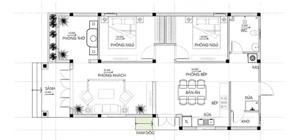 Bản vẽ nhà cấp mái nhật cấp 4 nông thôn