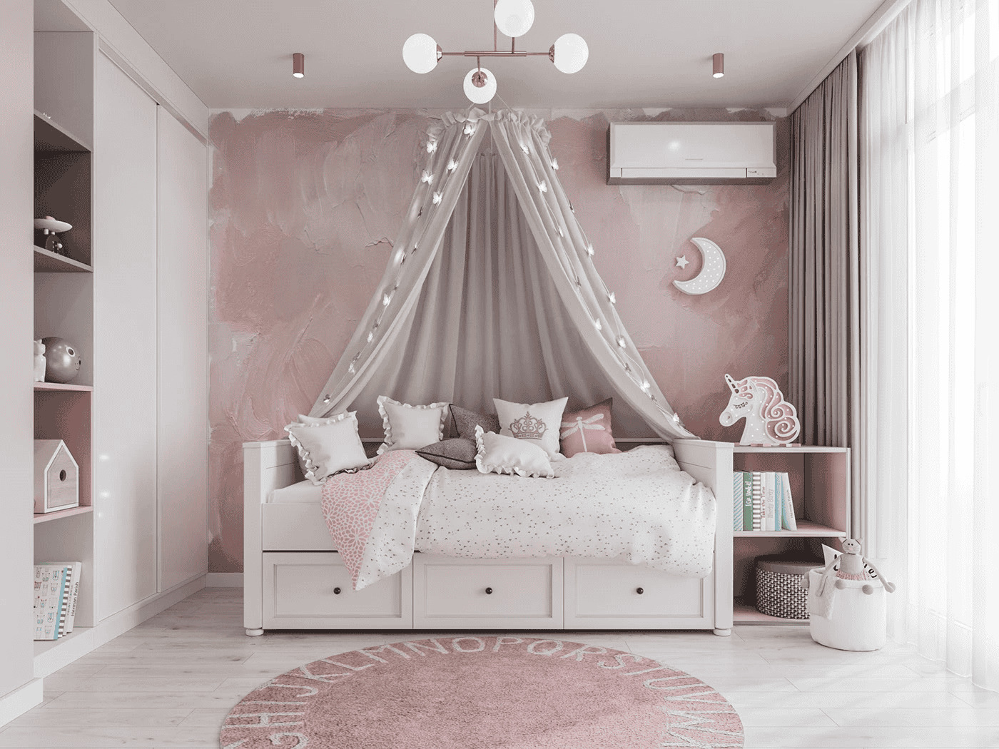Mẫu giường công chúa đa năng kết hợp tủ đựng đồ