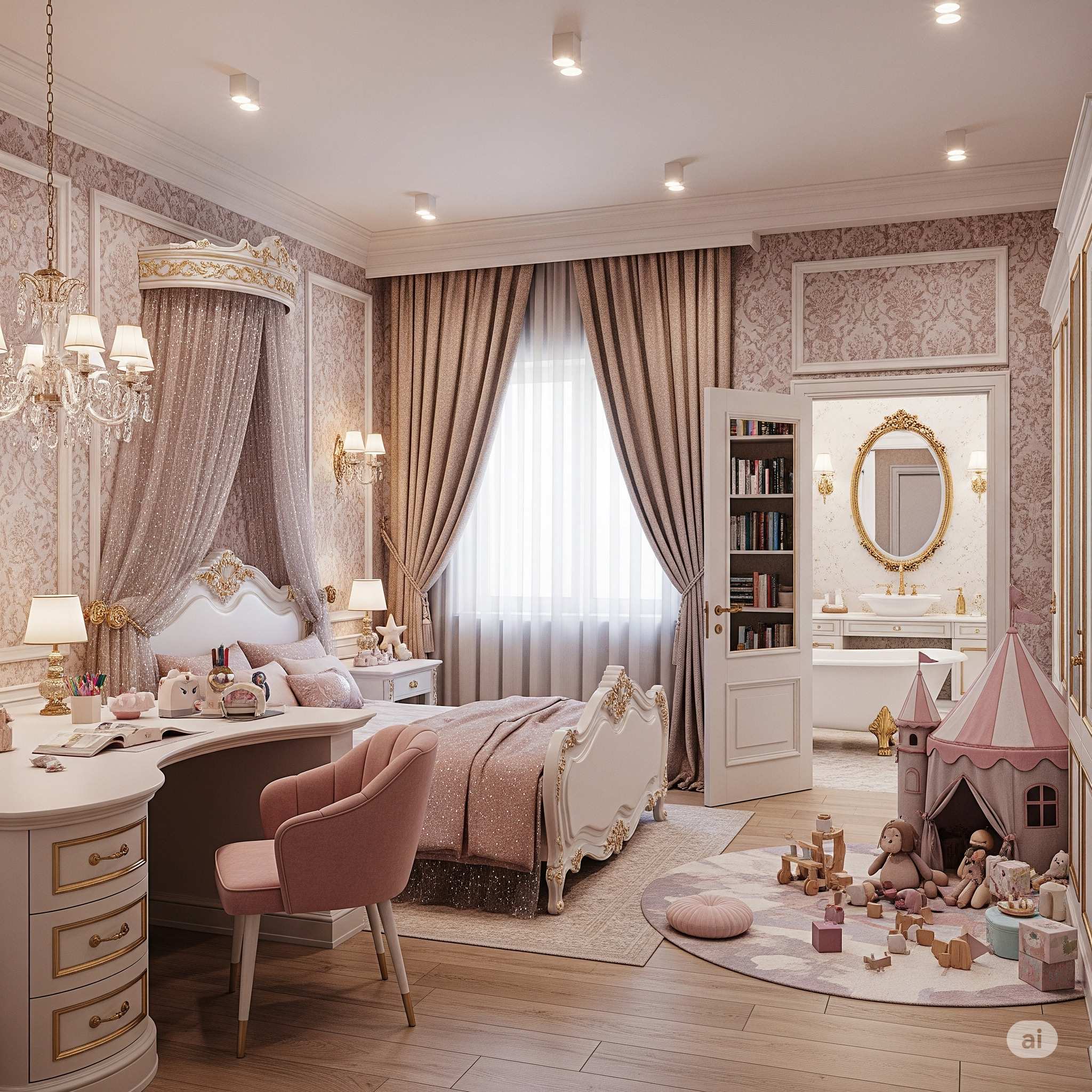 Mẫu giường ngủ công chúa Tân cổ điển
