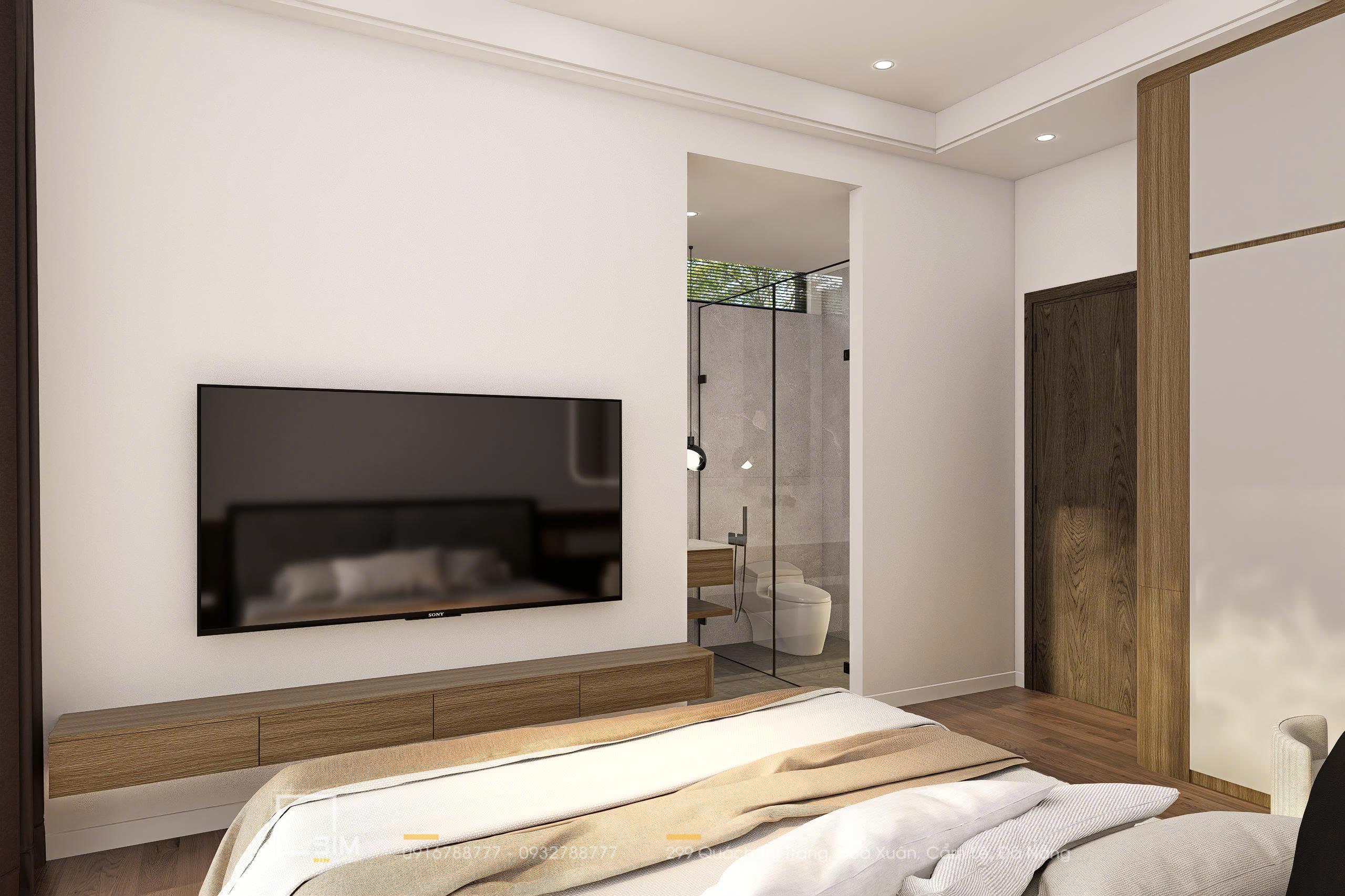 Góc nhìn khác của phòng ngủ với tủ và bàn trang điểm