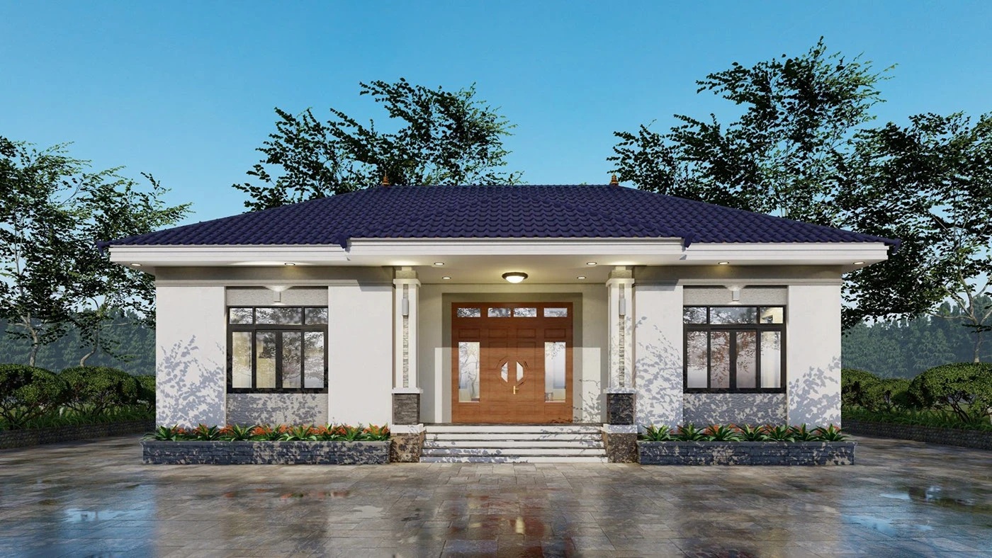 Góc nhìn tổng thể nhà cấp 4 mái Nhật 500 triệu