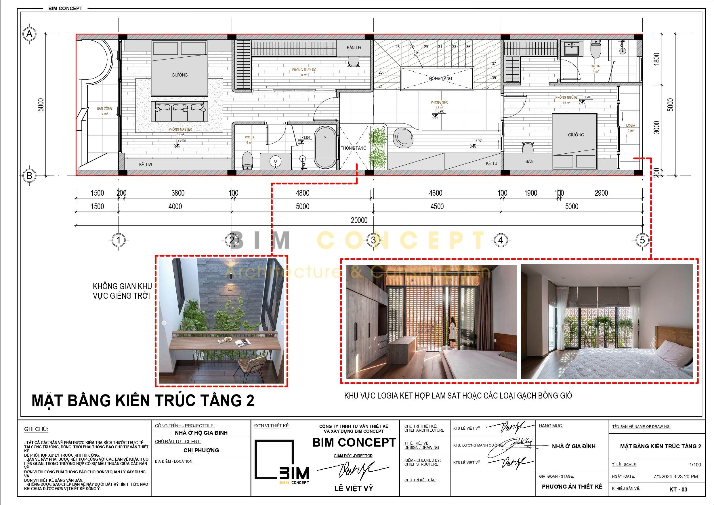 Mặt bằng nhà phố 5x20m bao gồm phòng ngủ 15m2